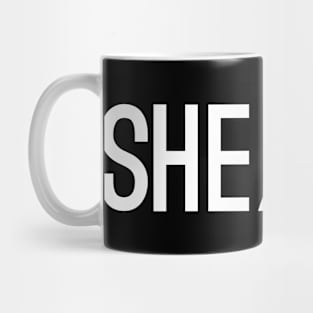 She Her CAPS white Mug